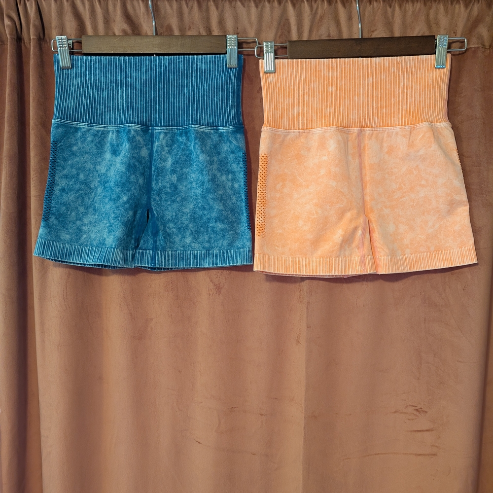 Zenana Turquoise And Peach Biker Short Bumdle